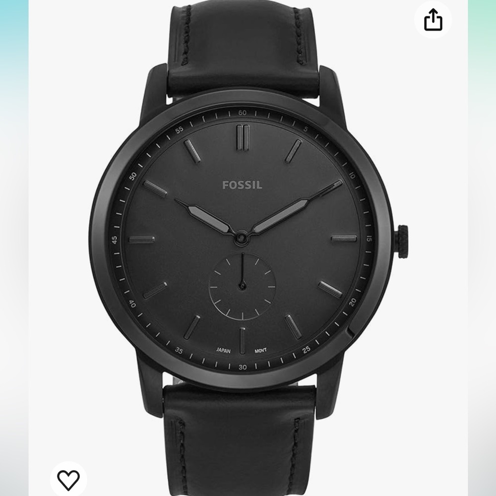 Men’s Black Leather Fossil Watch